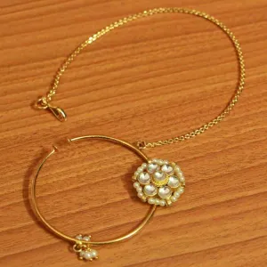 Kundan & Pearl Gold Look Bridal Nose Ring