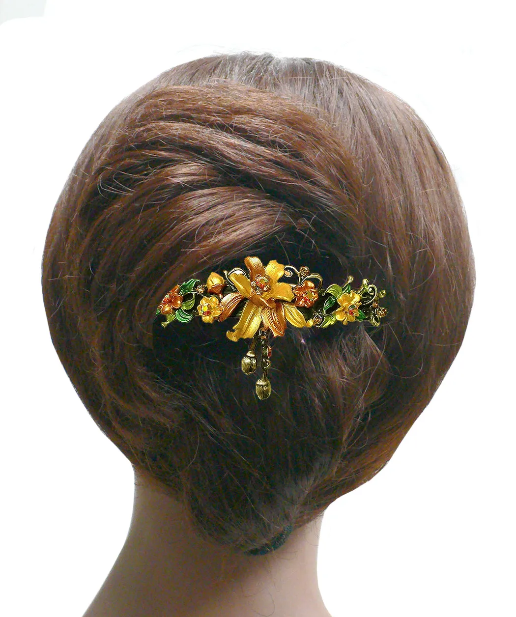 Large Crystal Flower Barrette with Hanging Ornament #YY86010-3