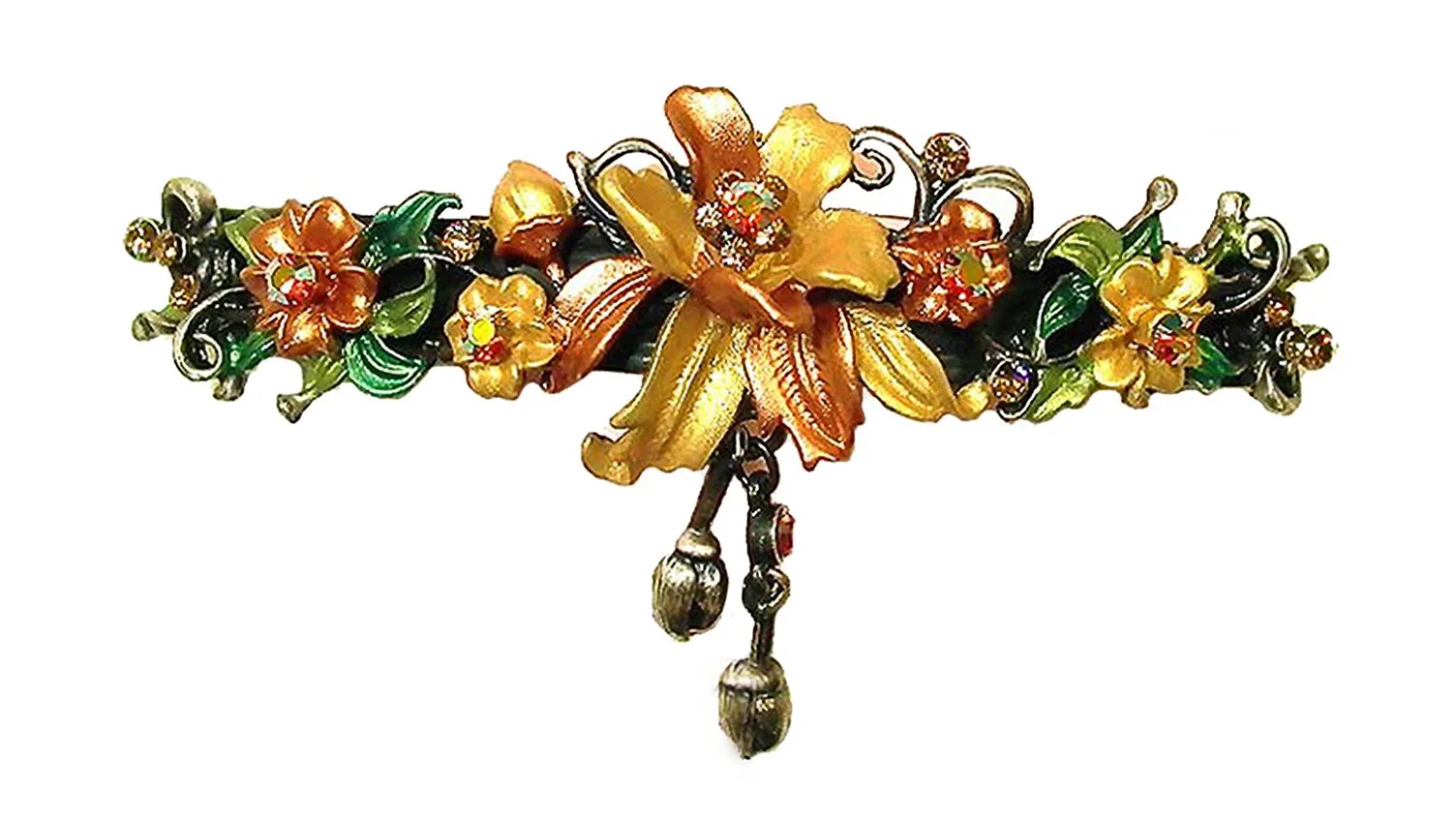 Large Crystal Flower Barrette with Hanging Ornament #YY86010-3