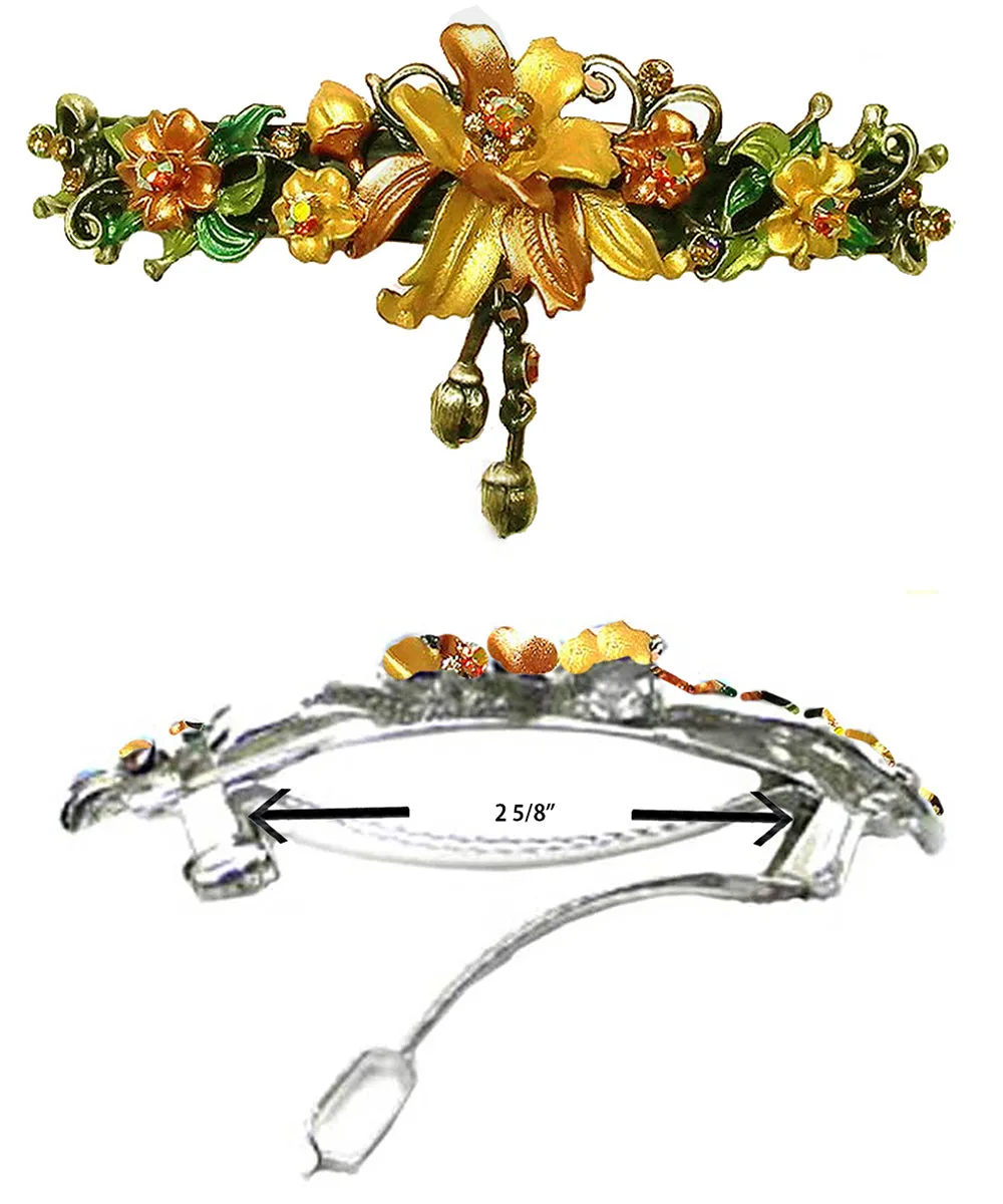 Large Crystal Flower Barrette with Hanging Ornament #YY86010-3