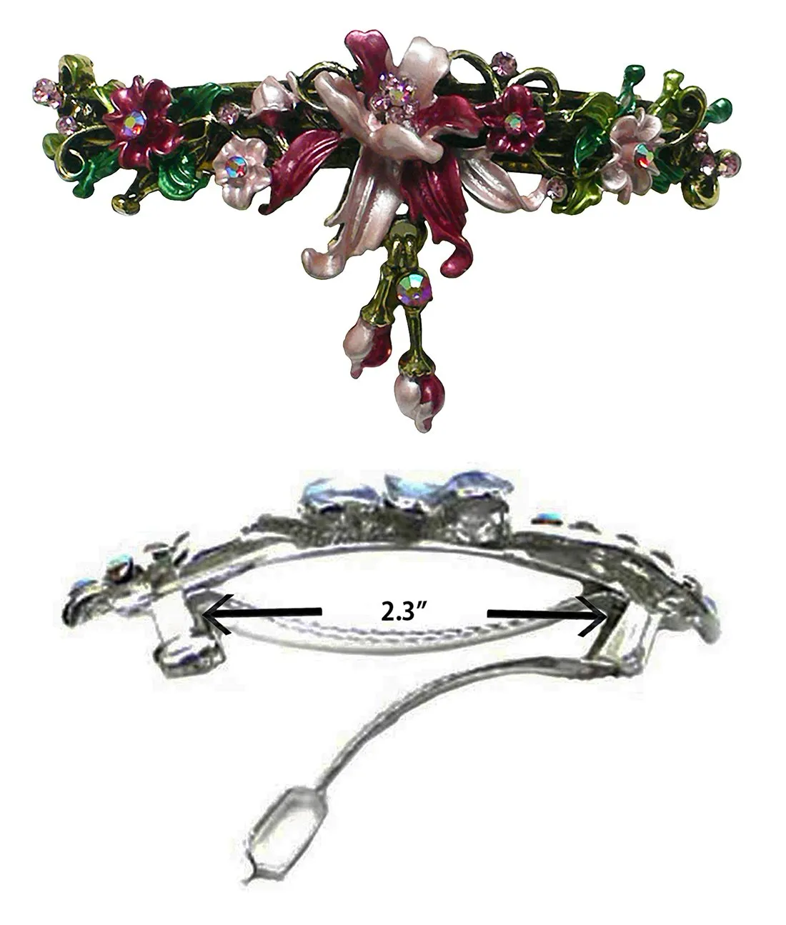 Large Crystal Flower Barrette with Hanging Ornament #YY86010-3