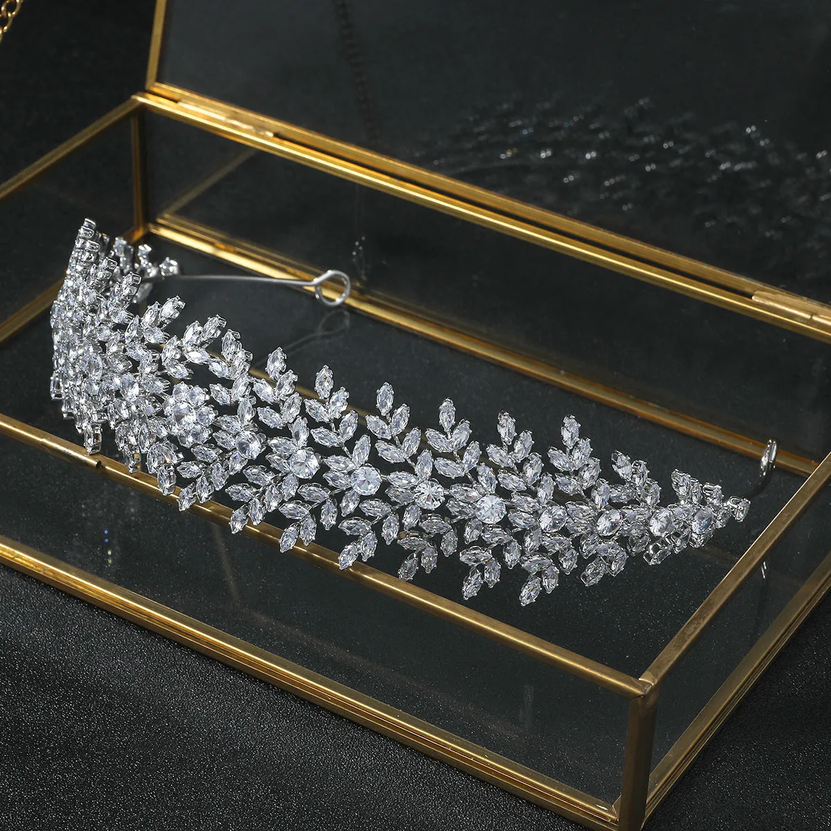 Leaves Bride handmade headband, 3A zirconia women's Headpices,Wedding Hair Accessories Jewelry