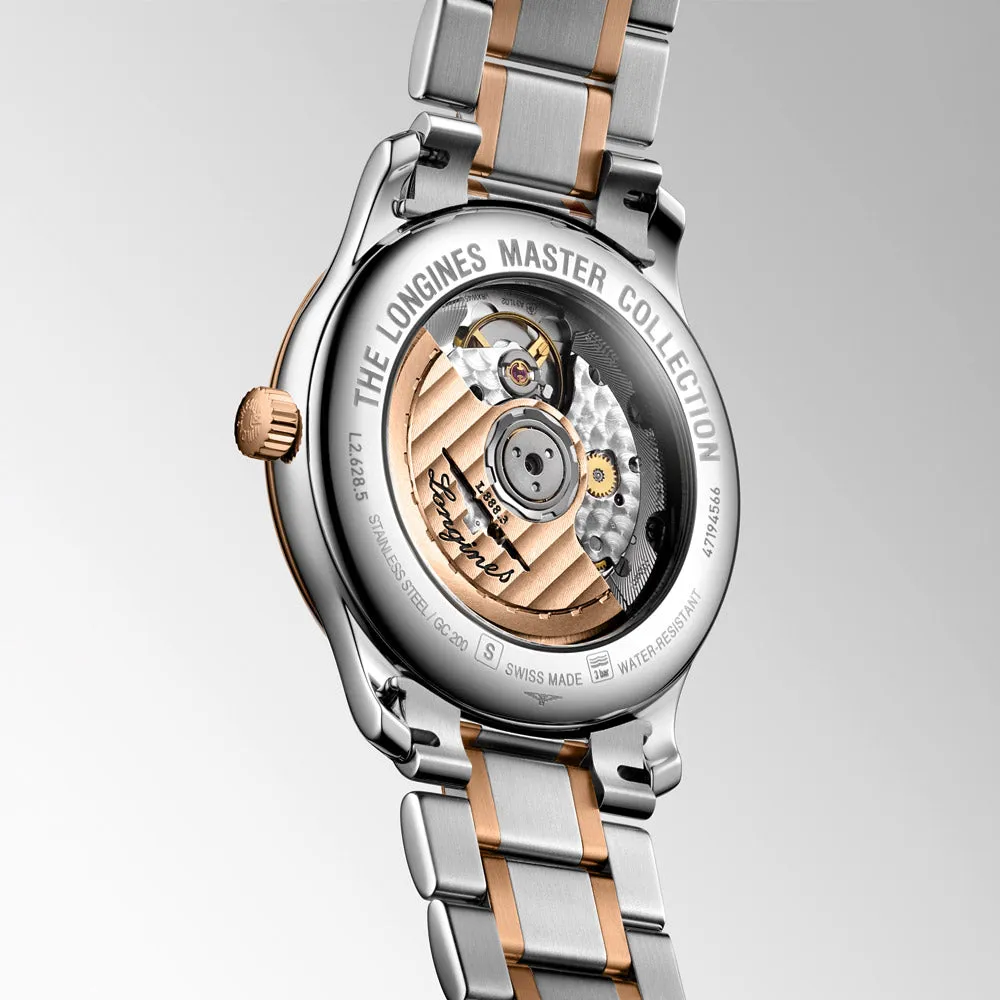 Longines Master Collection 38.5mm Silver Dial 18ct Rose Gold Capped Steel Diamond Automatic Watch L2.628.5.97.7