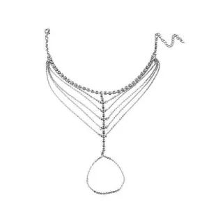 Luxury Silver Plated Anklet Barefoot Tassel Rhinestone Ankle