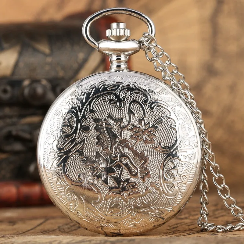 Luxury Spider Hollow Design Black Dial Chain Pendant Mens Pocket Watch