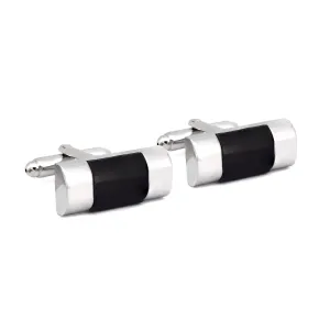 MarZthomson Classic Rectangle Cufflinks with Black Faceted Centerpiece (Online Exclusive)