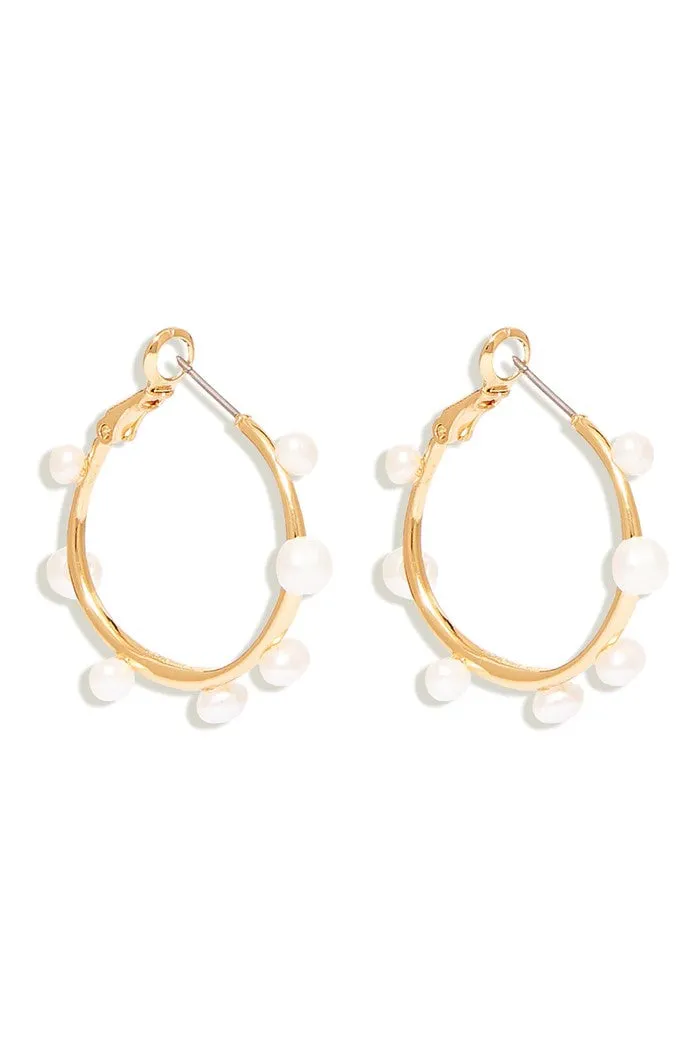 Mini Isla Pearl Hooped Earrings
