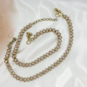 Monalisa Antique Gold Polki detailed Anklets - Oval