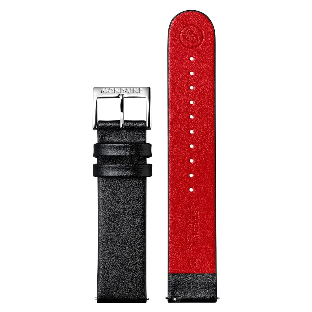 MONDAINE CUSHION BLACK VEGAN GRAPE LEATHER, 41 MM- MSL.41410.LBV.SET
