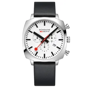 MONDAINE CUSHION BLACK VEGAN GRAPE LEATHER, 41 MM- MSL.41410.LBV.SET