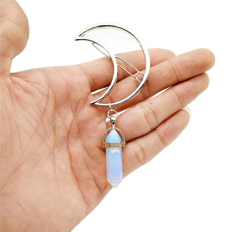 Moon stone hair clips