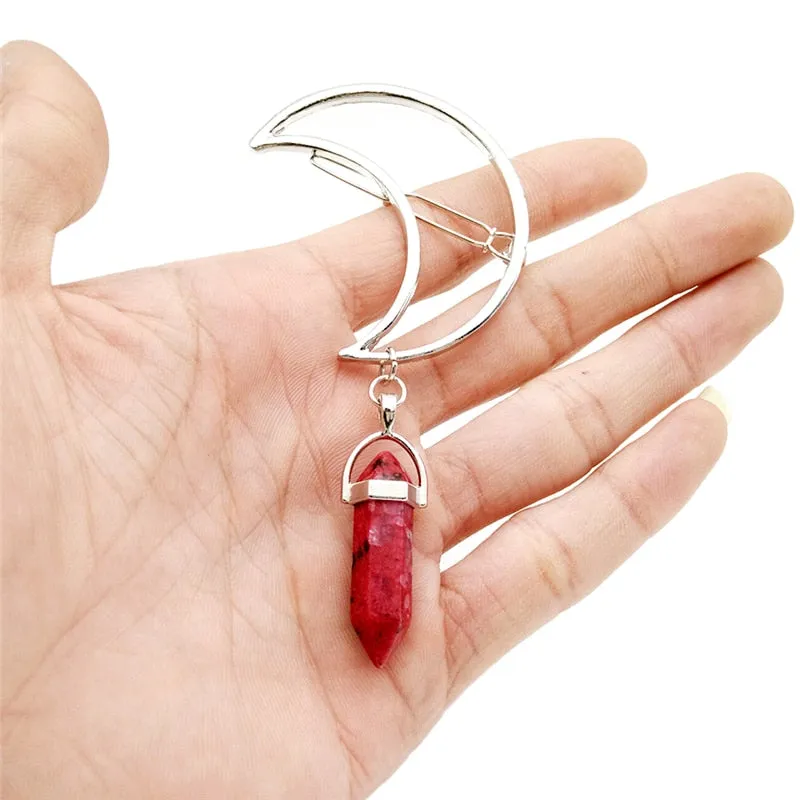 Moon stone hair clips