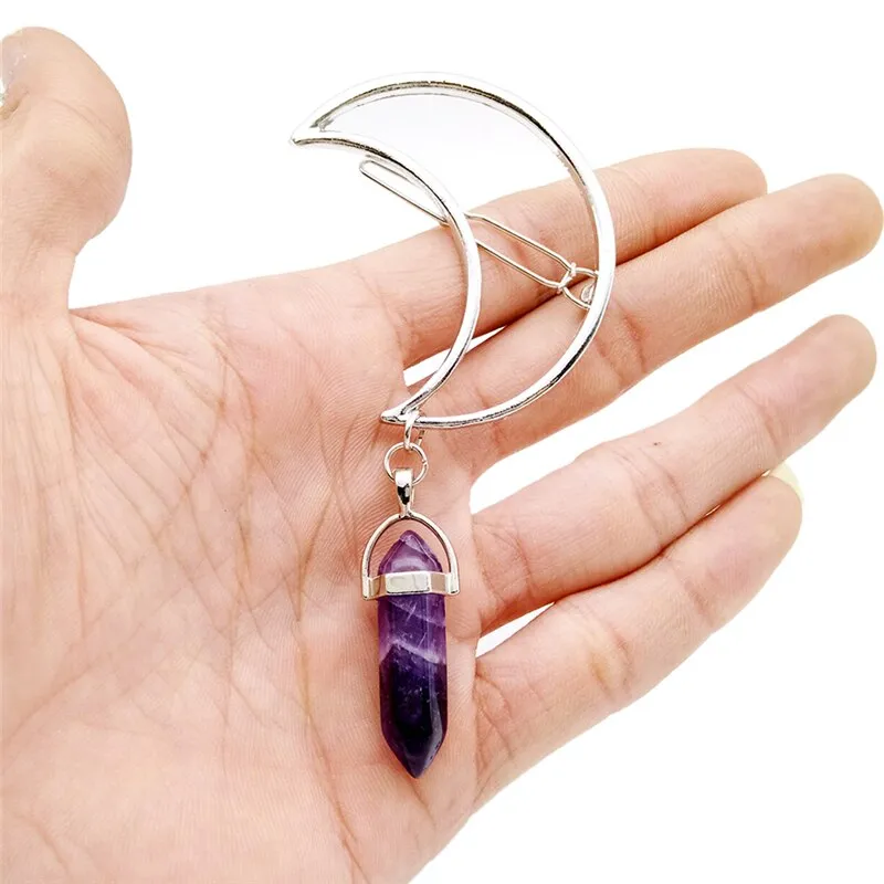 Moon stone hair clips