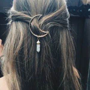 Moon stone hair clips