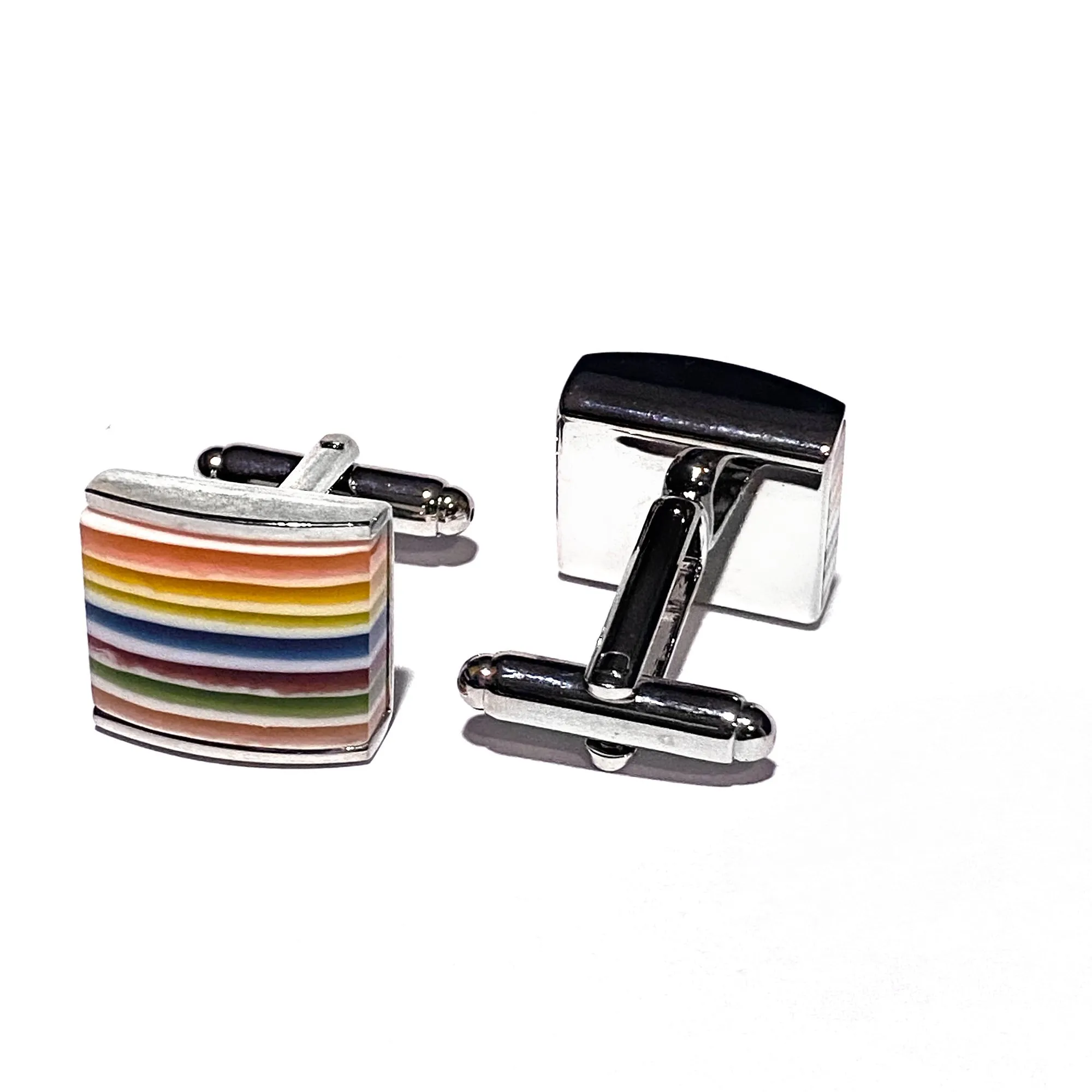 Multi Colour  Fiber Optic Rectangle Cufflinks