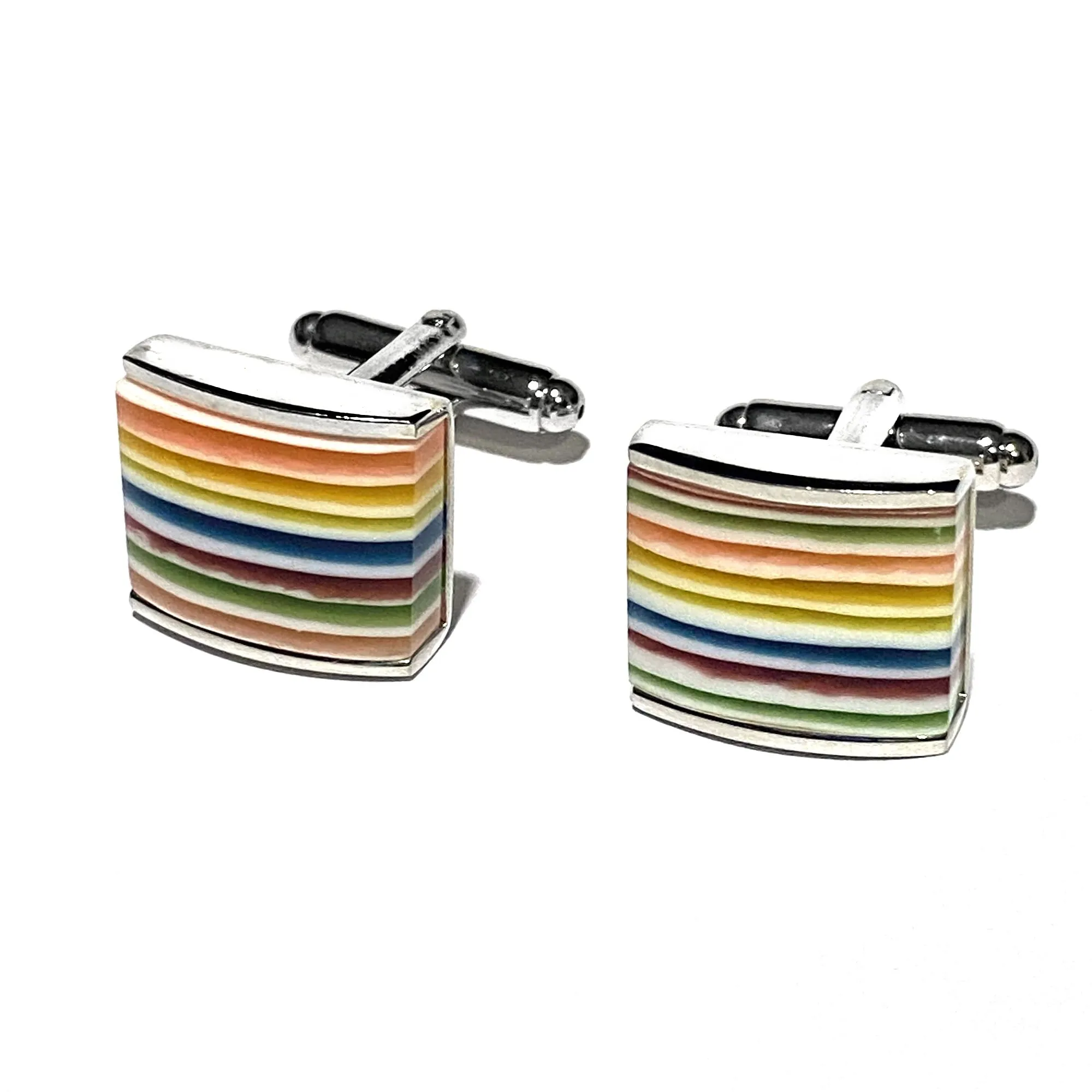 Multi Colour  Fiber Optic Rectangle Cufflinks
