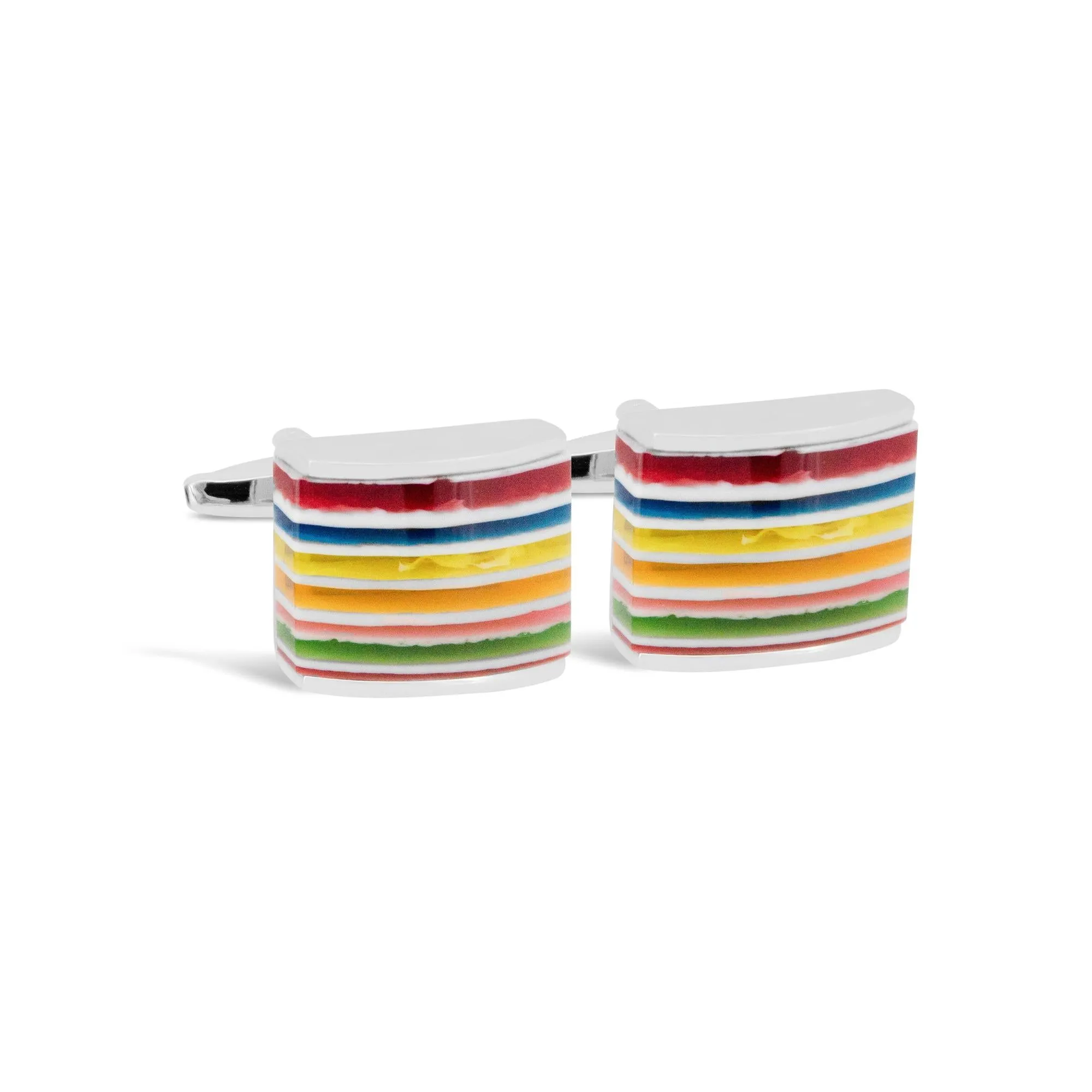 Multi Colour  Fiber Optic Rectangle Cufflinks