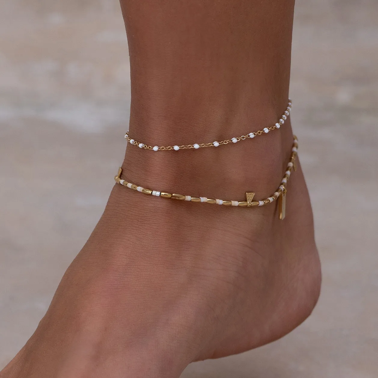 Natalia Gold Anklet - Vanilla