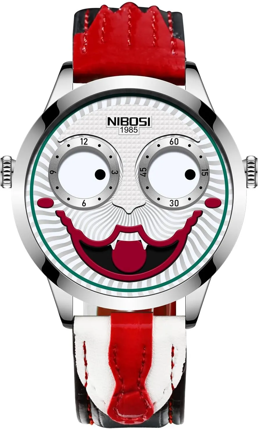 NIBOSI Watches for Men Analog Quartz Clown Dial Wrist Watches Unique Weird Fashion Cool Watch Waterproof Leather Strap Men's Watches