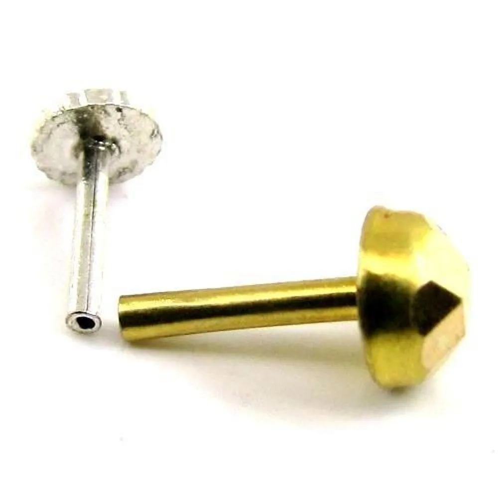 Nose Pin Solid Real 14k Yellow Gold with push pin