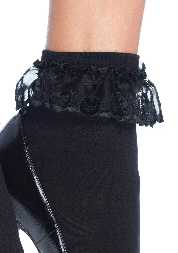Nylon Ankle Socks Lace Ruffle 3013