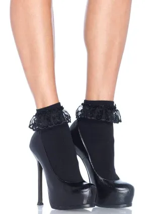 Nylon Ankle Socks Lace Ruffle 3013