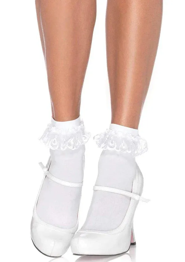 Nylon Ankle Socks Lace Ruffle 3013