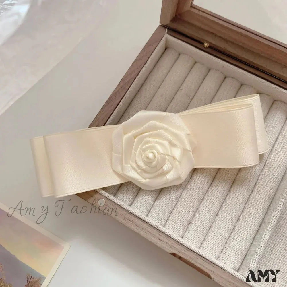 Oversized Bow Knot Fabric Rose Top Clip Hair Accessory for Christmas