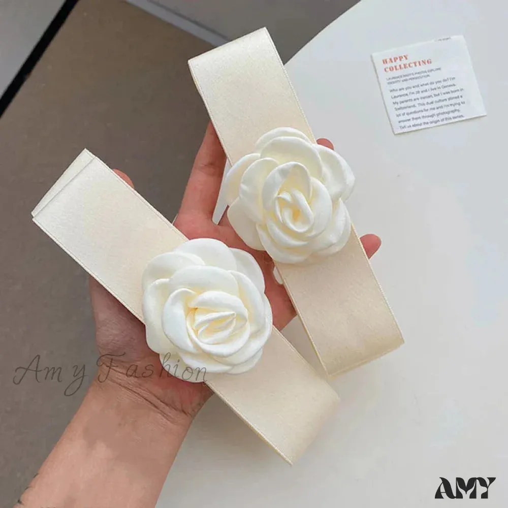 Oversized Bow Knot Fabric Rose Top Clip Hair Accessory for Christmas