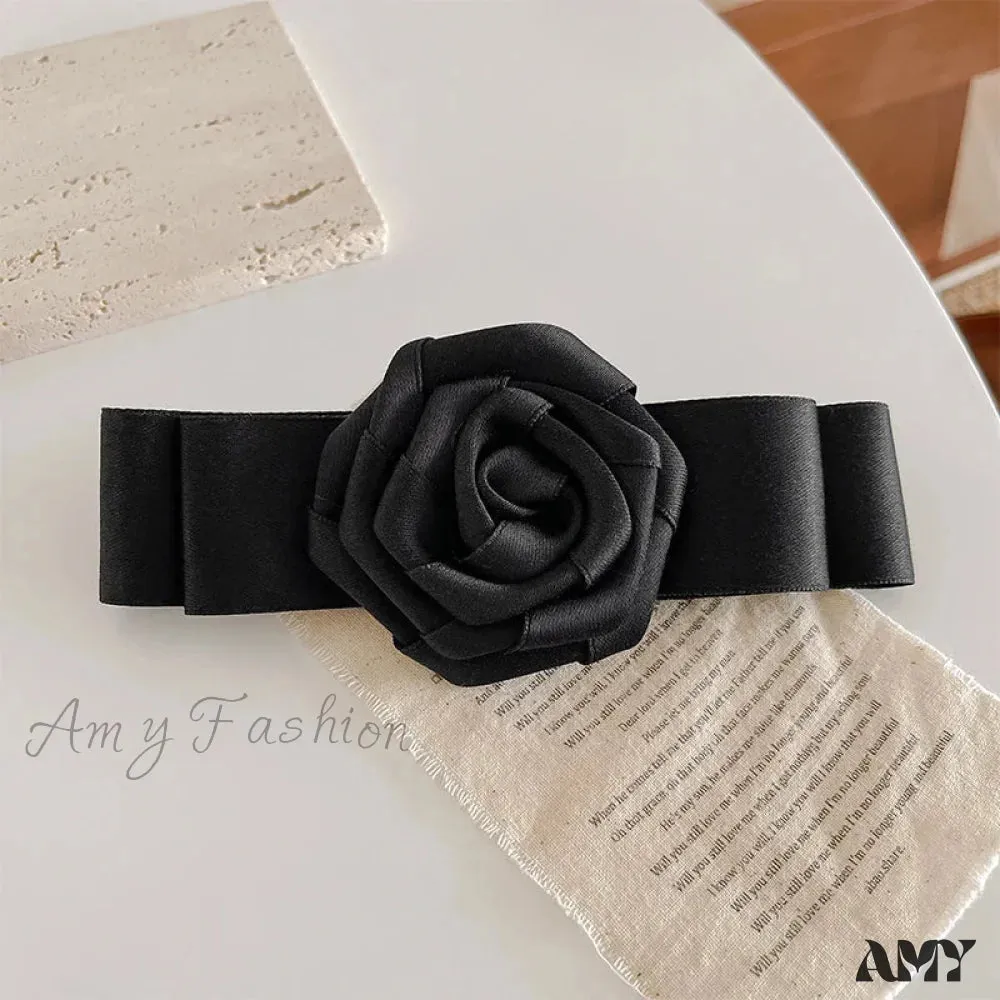 Oversized Bow Knot Fabric Rose Top Clip Hair Accessory for Christmas