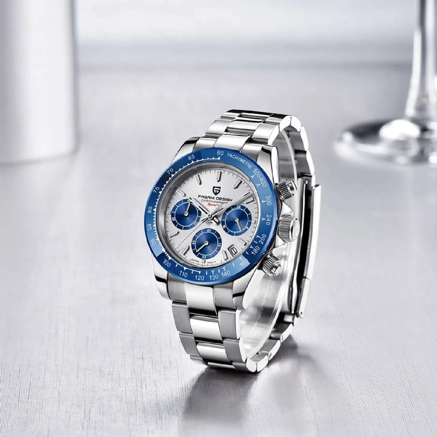 PAGANI DESIGN Mens watches Quartz watch men business automatic date watch for men 100M Waterproof Japan VK63 Chronograph