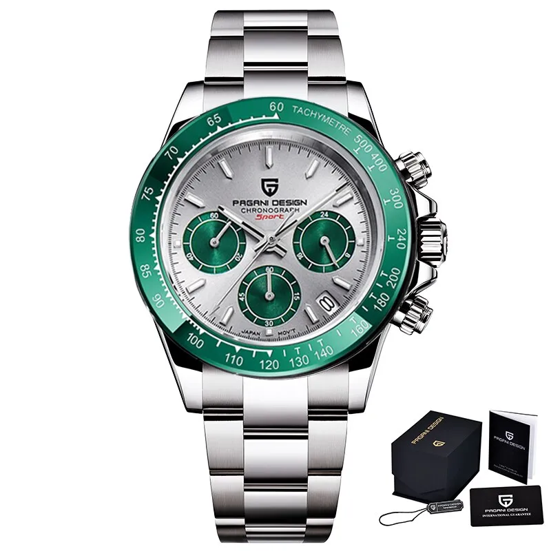 PAGANI DESIGN Mens watches Quartz watch men business automatic date watch for men 100M Waterproof Japan VK63 Chronograph