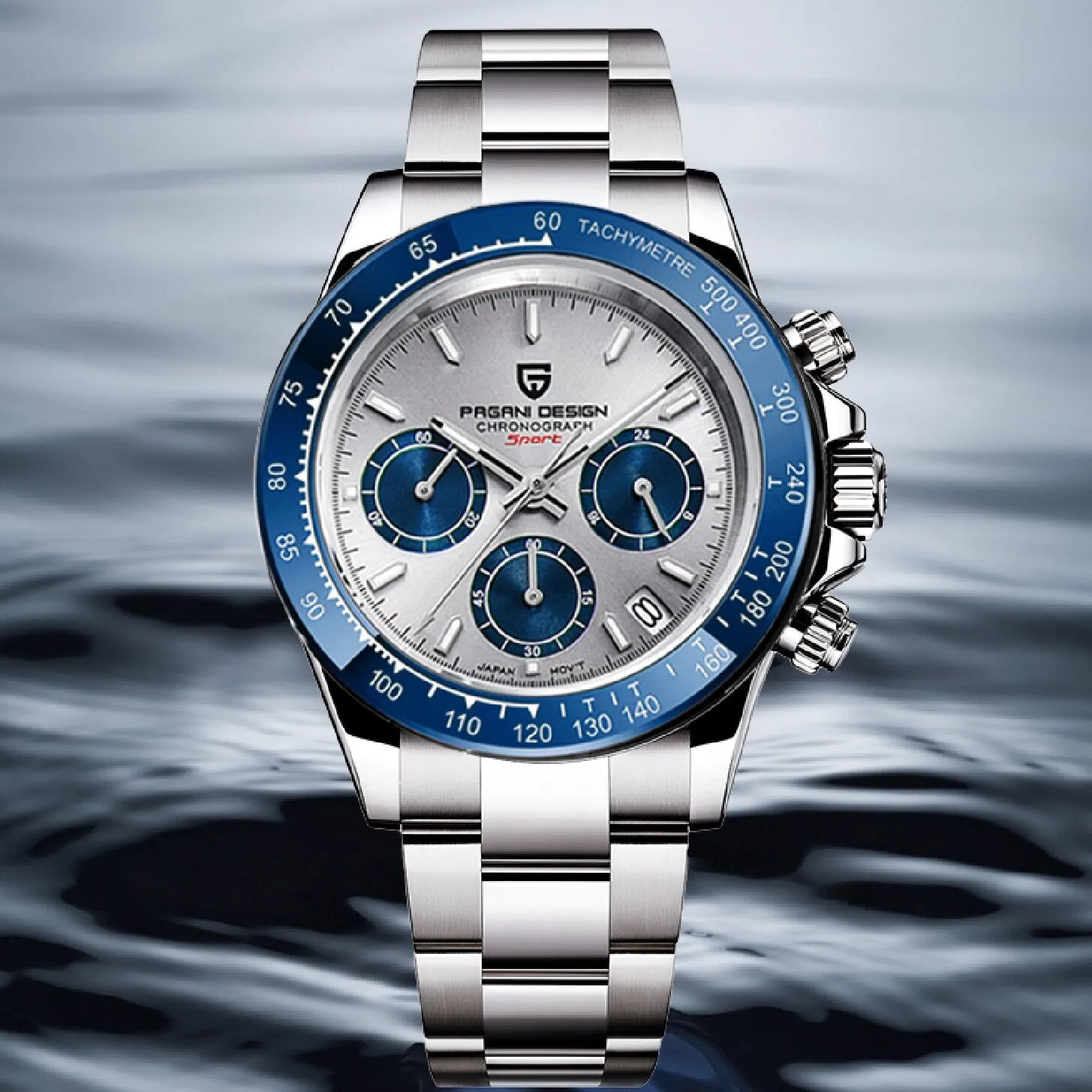 PAGANI DESIGN Mens watches Quartz watch men business automatic date watch for men 100M Waterproof Japan VK63 Chronograph