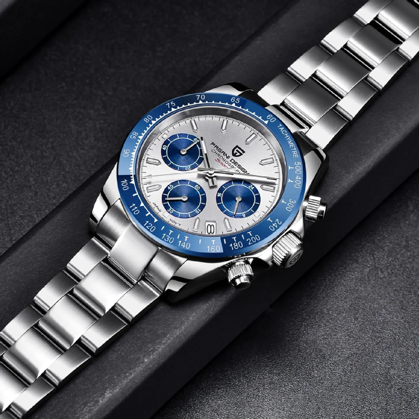 PAGANI DESIGN Mens watches Quartz watch men business automatic date watch for men 100M Waterproof Japan VK63 Chronograph