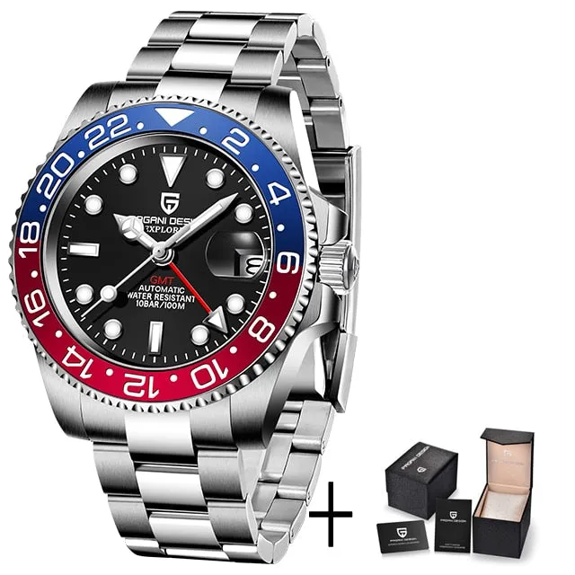 PAGANI DESIGN Sapphire Glass 40MM Ceramic GMT Mechanical Watches 100m Waterproof Classic Fashion Luxury Automatic Watch for Men