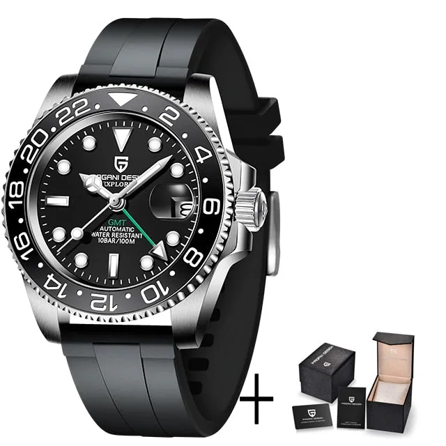 PAGANI DESIGN Sapphire Glass 40MM Ceramic GMT Mechanical Watches 100m Waterproof Classic Fashion Luxury Automatic Watch for Men