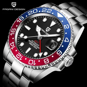 PAGANI DESIGN Sapphire Glass 40MM Ceramic GMT Mechanical Watches 100m Waterproof Classic Fashion Luxury Automatic Watch for Men