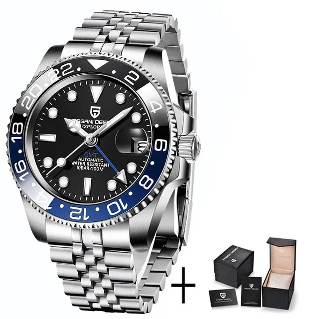 PAGANI DESIGN Sapphire Glass 40MM Ceramic GMT Mechanical Watches 100m Waterproof Classic Fashion Luxury Automatic Watch for Men