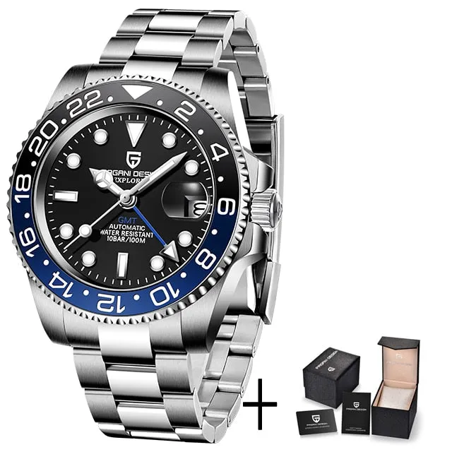 PAGANI DESIGN Sapphire Glass 40MM Ceramic GMT Mechanical Watches 100m Waterproof Classic Fashion Luxury Automatic Watch for Men