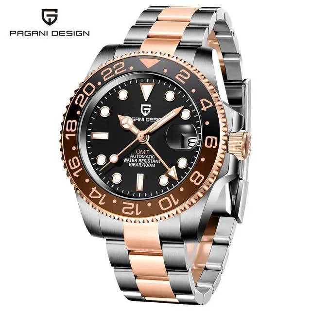 PAGANI DESIGN Sapphire Glass 40MM Ceramic GMT Mechanical Watches 100m Waterproof Classic Fashion Luxury Automatic Watch for Men