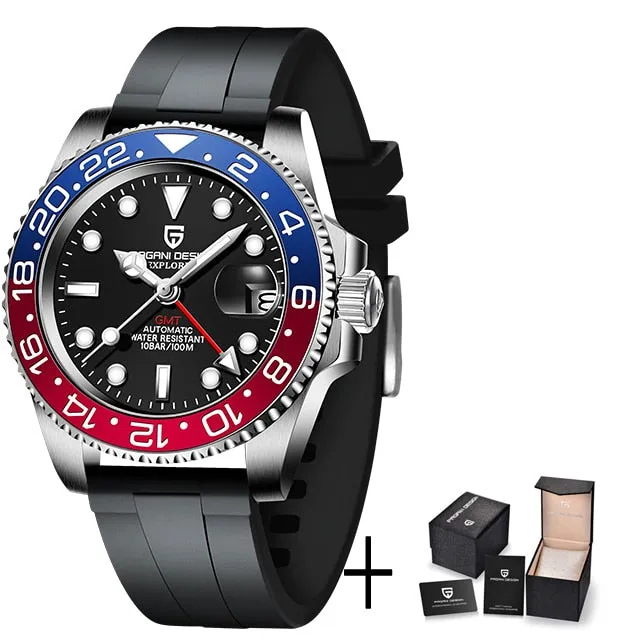 PAGANI DESIGN Sapphire Glass 40MM Ceramic GMT Mechanical Watches 100m Waterproof Classic Fashion Luxury Automatic Watch for Men