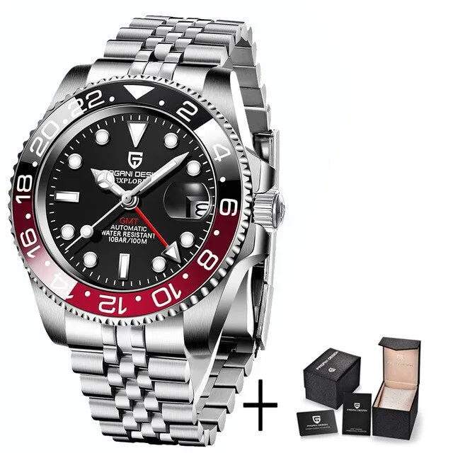 PAGANI DESIGN Sapphire Glass 40MM Ceramic GMT Mechanical Watches 100m Waterproof Classic Fashion Luxury Automatic Watch for Men