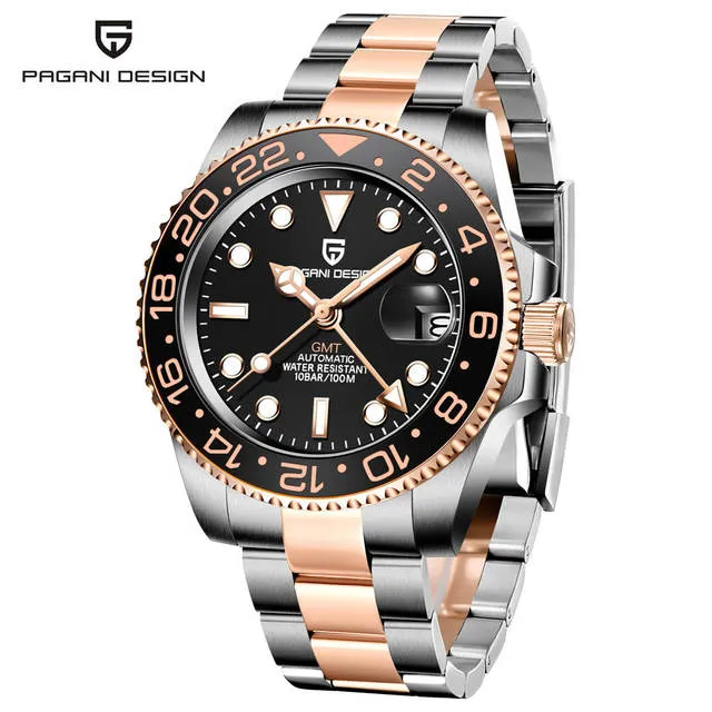 PAGANI DESIGN Sapphire Glass 40MM Ceramic GMT Mechanical Watches 100m Waterproof Classic Fashion Luxury Automatic Watch for Men