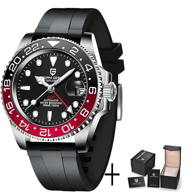PAGANI DESIGN Sapphire Glass 40MM Ceramic GMT Mechanical Watches 100m Waterproof Classic Fashion Luxury Automatic Watch for Men
