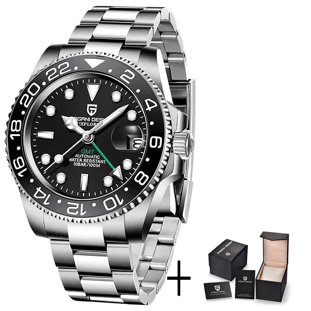 PAGANI DESIGN Sapphire Glass 40MM Ceramic GMT Mechanical Watches 100m Waterproof Classic Fashion Luxury Automatic Watch for Men
