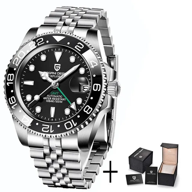 PAGANI DESIGN Sapphire Glass 40MM Ceramic GMT Mechanical Watches 100m Waterproof Classic Fashion Luxury Automatic Watch for Men