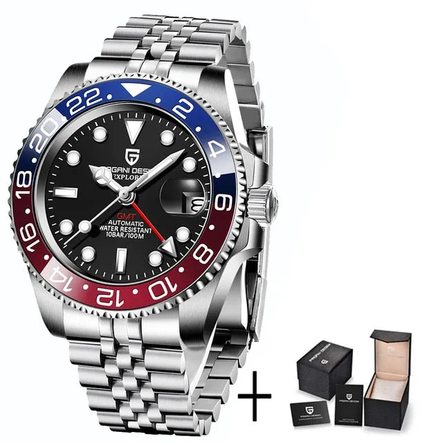 PAGANI DESIGN Sapphire Glass 40MM Ceramic GMT Mechanical Watches 100m Waterproof Classic Fashion Luxury Automatic Watch for Men
