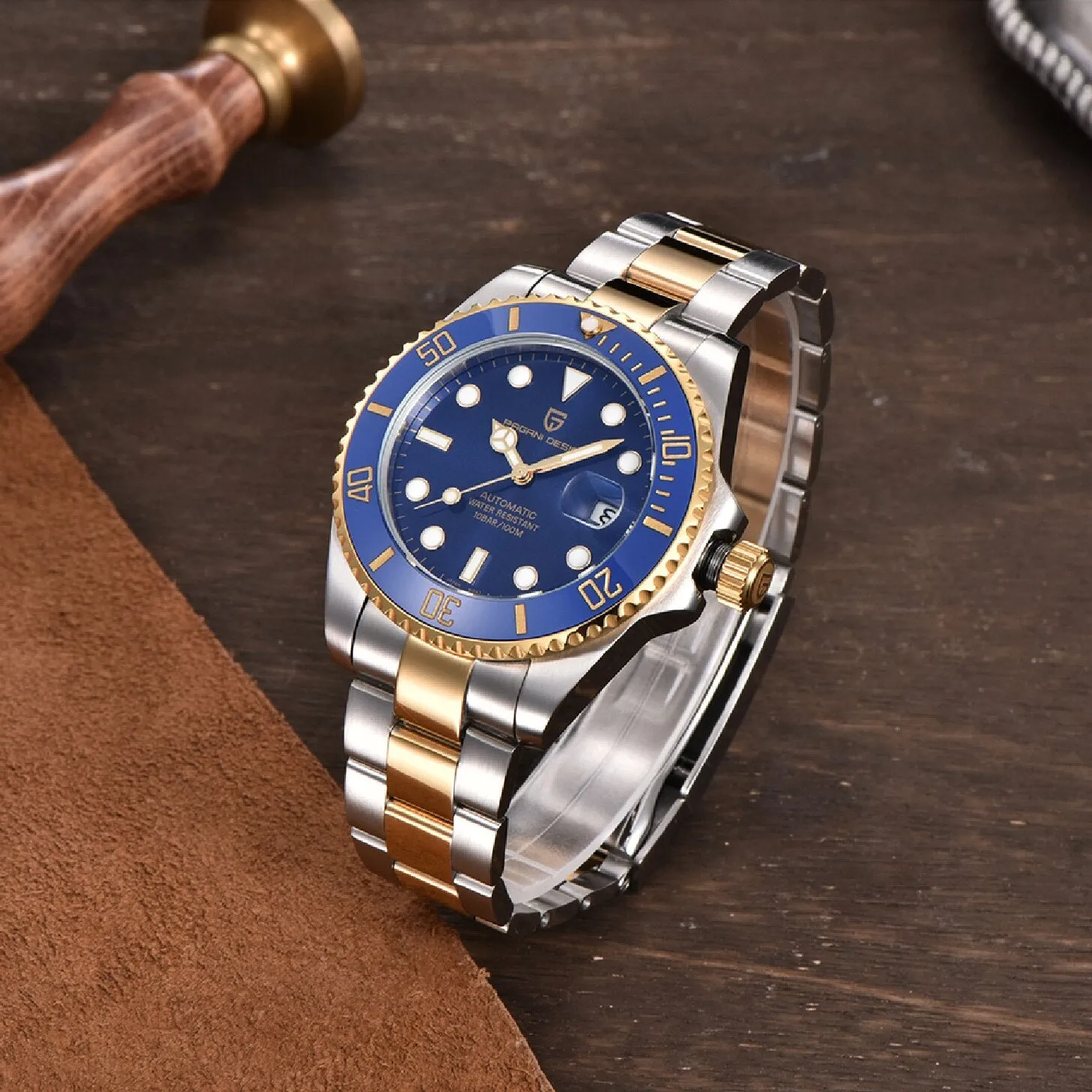 PAGANI DESIGN Water Ghost Series Classic Blue Dial Luxury Men Automatic Watches Stainless Steel 100m Waterproof Mechanical Watch