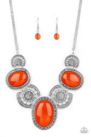 Paparazzi Necklace ~ The Medallion-aire - Orange