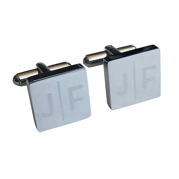 Personalised Engraved Split Letter Square Gunmetal Cufflinks